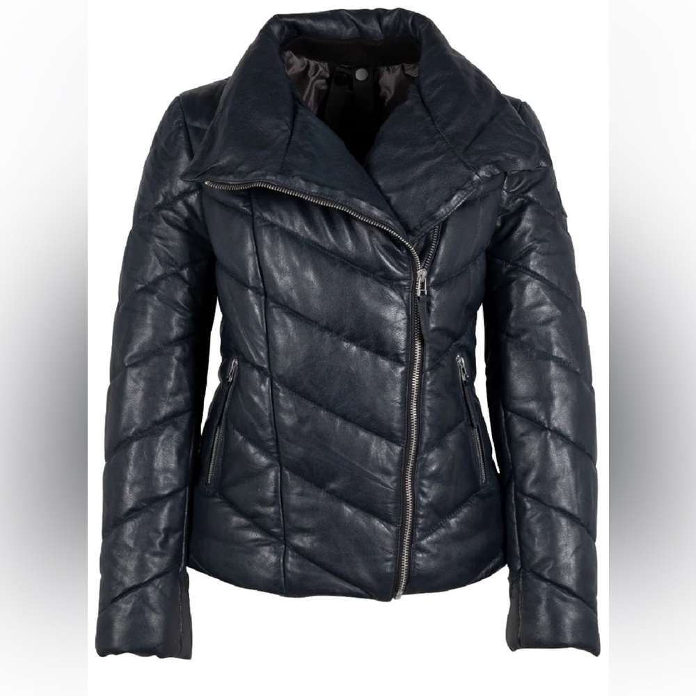 NEW with Tags!! Mauritius Romea 100% Genuine Leather Jacket in Rich Navy